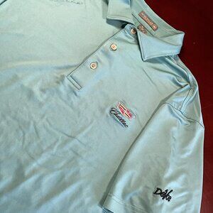 Mens Peter Millar Crown Sport Cadallic F1 Golf Polo Blue Embroidered Logo (M)
